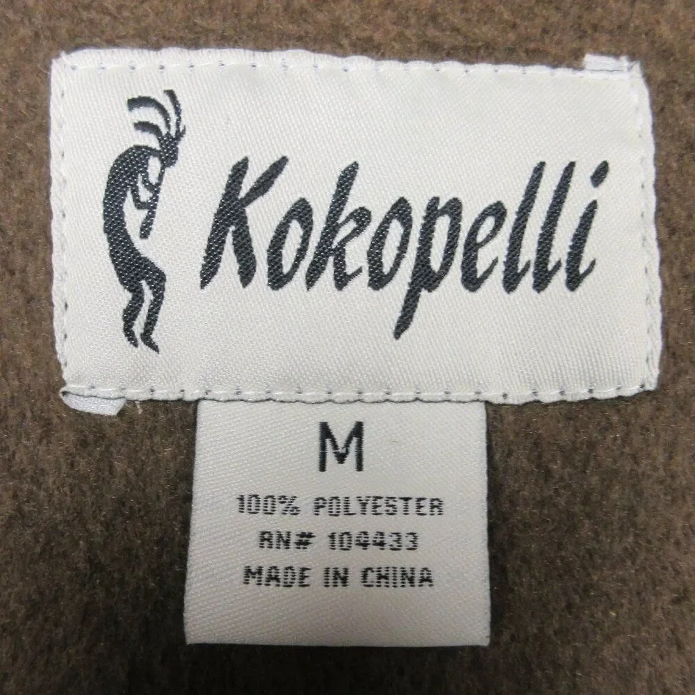 KOKOPELLI All Over Palm Print Zip-Up‎ Fleece Jacket Sz M Hawaiian Tropical Coat